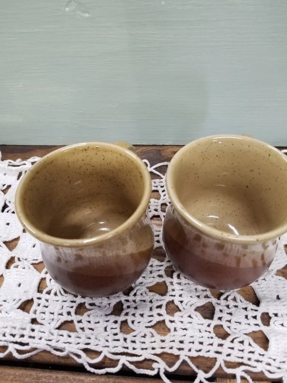 Stoneware Studio Art Pottery Coffee Mugs Pair